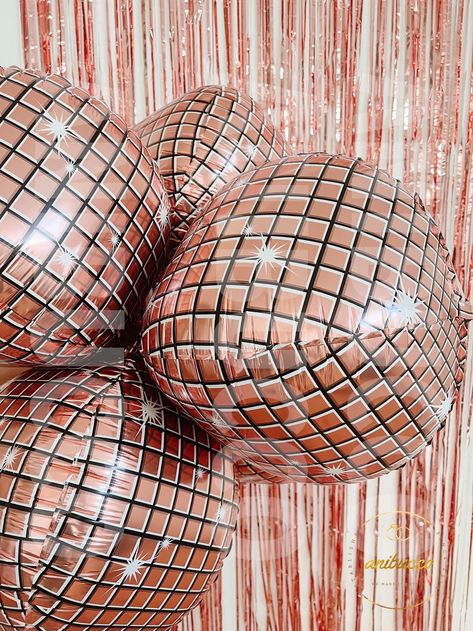 22 Inch Rose Gold Disco Ball Foil Balloons 5 Pcs Retro - Etsy Nashville Bachelorette Party Decorations, Gold Disco Ball, Austin Bachelorette, Last Disco, Nashville Bachelorette Party, Space Cowgirl, Nashville Bachelorette, Rose Gold Party, Disco Balls