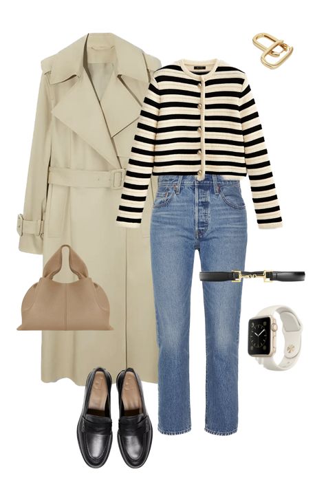 Striped Long Cardigan Outfit, Massimo Dutti Cardigan Outfit, Effortlessly Chic Outfits Winter, Stripped Cardigan Outfits, Outfit With Trench Coat, Massimo Dutti Outfit, Striped Cardigan Outfit, Stripe Cardigan Outfit, Massimo Dutti Cardigan