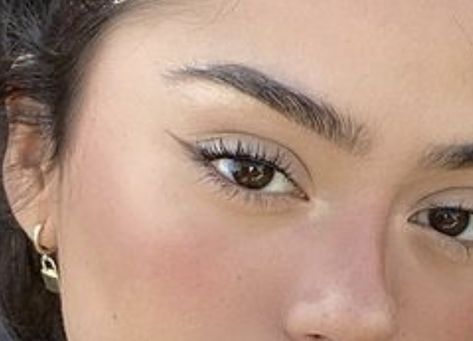 East Eyeliner Looks, Brown Wing Eyeliner, Eyeliner No Eyeshadow, Simple Brown Eyeliner Look, Brown Shadow Eyeliner, Subtle Brown Eyeliner, East Eyeliner, Simple Brown Eyeliner, Brown Winged Eyeshadow