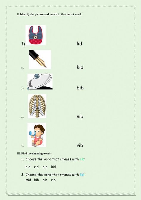 Id Words Worksheet, Live Worksheet, Kindergarten Word Families, Alphabet Writing Worksheets, Family Words, Words Worksheet, Learn Alphabet, Cvc Worksheets, Cvc Words Worksheets