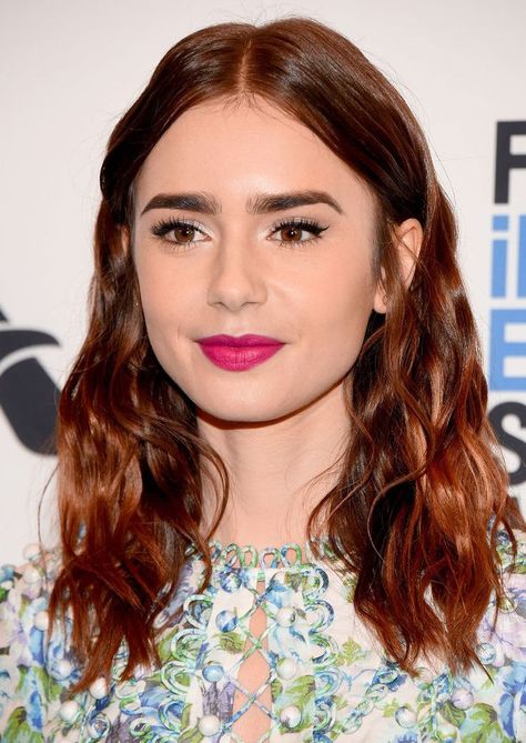 Brown Auburn Hair, Hair Color For Brown Eyes, Lily Collins Hair, Black Hair Balayage, Hair Color Chocolate, Best Hair Color, Hair Color Caramel, Brown Hair Brown Eyes, Caramel Hair