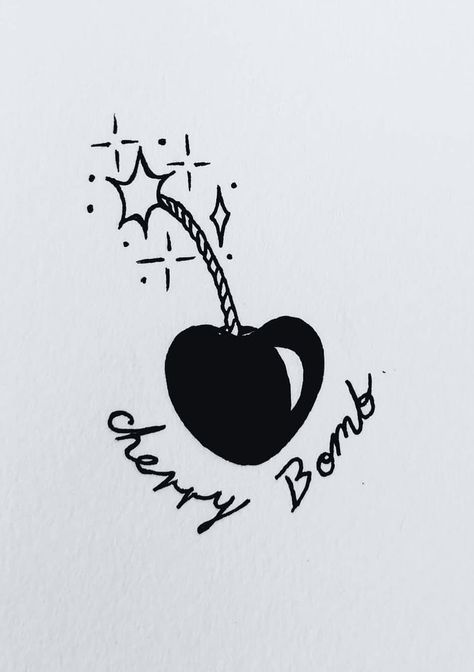 Small Retro Tattoo, Cherry Bomb Drawing Aesthetic, Small Mini Tattoos, Edgy Tattoos For Women Aesthetic, Cute Tattoo Drawings, 8 Ball Tattoo Small, Small Beginner Tattoos, Conversation Heart Tattoo, Valentines Tattoo Designs