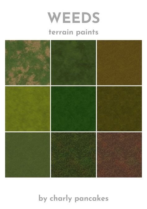 weeds - custom terrain paint - download | Patreon Sims 4 Terrain Cc, Terrain Texture, Grass Painting, Farm Layout, Kitchen Clutter, Sims Games, Sims 4 Build, Sims 4 Cc Finds, The Sims4