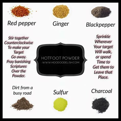 Hotfoot Powder, Hoodoo Delish, Hoodoo Conjure Rootwork, Hoodoo Rootwork, Hoodoo Magic, Hoodoo Conjure, Hoodoo Spells, Magickal Herbs, Voodoo Hoodoo