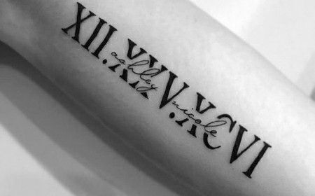 Roman Numbers Tattoo, Free Tattoo Fonts, Inside Of Arm Tattoo, Roman Numeral Tattoo, Numeral Tattoo, Baby Name Tattoos, Roman Numeral Tattoos, Date Tattoos, Forarm Tattoos