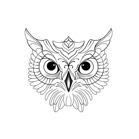 Owl Face Tattoo Design, Owl Outline Tattoo, Owl Face Tattoo, Owl Outline, Geometric Owl, Rib Tattoos For Women, Vintage Tattoo Design, Owl Face, Animal Tattoo Ideas