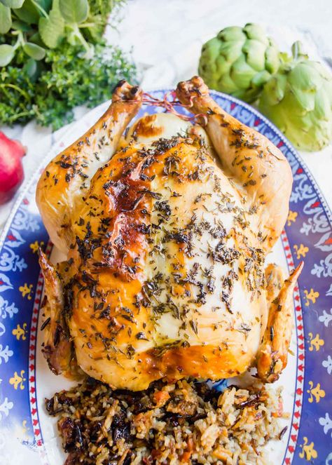 Autumn Stuffed Chicken, Roast Chicken With Rice, Stuffed Chicken With Rice, Stuffed Roast Chicken Recipes, Roast Chicken Stuffing Recipes, Rice Stuffing For Chicken, Roast Chicken Stuffing, Stuffed Roasted Chicken, Stuffing For Chicken