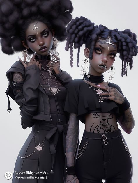 Afropunk Aesthetic, Gothic Realism, Women Characters, Dragon Rouge, Fashion Art Prints, Real Anime, Work Art, Black Characters, Black Anime Characters