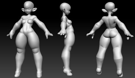 Female Basemesh by Mark Lambert Twitter Anatomy Base, Stylized Body, Blender Character Modeling, Zbrush Models, Digital Sculpting, 3d Figures, Character Model Sheet, 3d Modelling, Female Body