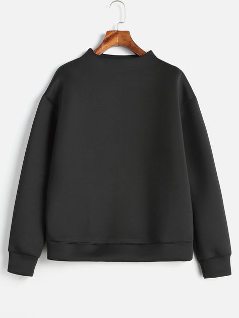 Plain Mock Neck Sweatshirt  BEER BLACK , #AFFILIATE, #Neck, #Mock, #Plain, #BLACK, #BEER #Ad Plain Black Sweatshirt, Sweatshirt Plain, Plain Sweater, Style Inspiration Vintage, Mock Neck Sweatshirt, Plain Sweatshirt, Black Sweatshirt, Cute Sweatshirts, Sweatshirts Online