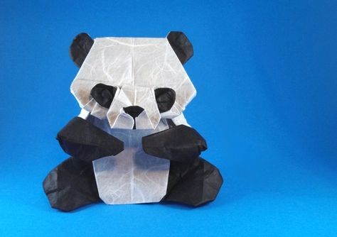 Origami Panda by Marc Kirschenbaum Folded from a square of double-sided Unryu by Gilad Aharoni on www.giladorigami.com Origami Panda, Lazy Panda, Origami Book, Creative Origami, Crafts Origami, Cute Origami, Origami Ideas, Origami Love, Book Origami