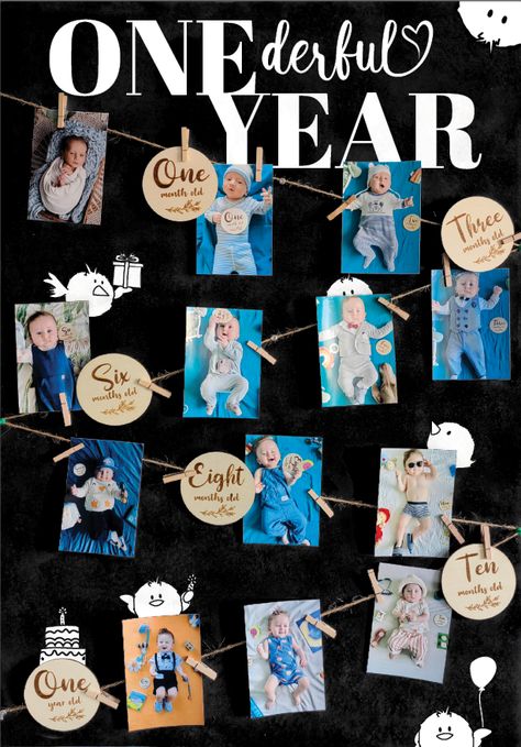 1 Year Baby Boy Birthday Decoration, One Year Old Birthday Party Boy Themes, One Year Old Photoshoot Ideas, Onederful Year, Monthly Milestone Pictures, 1 Year Baby, 1 Year Birthday, Milestone Pictures, Boy Birthday Party Themes