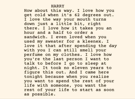 How Harry Met Sally Aesthetic, When Harry Met Sally Aesthetic, Quotes From When Harry Met Sally, When Harry Met Sally Quotes, Love Actually Quotes Movie, Sally Quotes, Harry Met Sally Quotes, Aesthetic Film Scenes Quotes, Acting Monologues