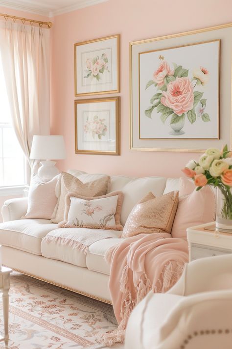 From Minimalist to Romantic: Achieve the Coquette Interior Design Look – A Sparkly Life for Me Coquette Interior Design, Romantic Living Room Ideas, Pink And Gold Living Room, Coquette Interior, Coquette Living Room, Gen X Soft Club, Mint Green Room, Green Room Design, Feminine Home Decor