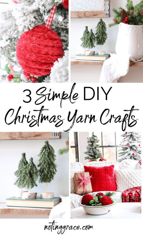 I always feel creative during the holidays and my crafty side emerges. Here are 3 Simple DIY Christmas Yarn Crafts that you can seriously make in 10 minutes. Yarn Crafts Easy, Christmas Yarn Crafts, Yarns Ornaments, Christmas Background Images, Fun Fall Crafts, Christmas Yarn, Diy Yarn Crafts, Yarn Diy, Yarn Projects