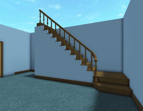 Mid Century Bloxburg House, Custom Stairs Bloxburg, Stairs Bloxburg, Bloxburg Stairs Ideas, Bloxburg Stairs, House Plans Layout, Bloxburg Cottage, Bloxburg City, House Plans 2 Story