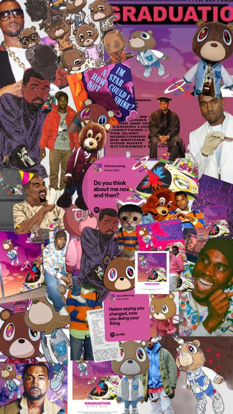 #kanyewest #graduation Kanye West Wallpaper, Graduation Wallpaper, Air Force One Shoes, Dorm Room Wall Decor, Hip Hop Artwork, Good Raps, Sea Wallpaper, Rap Wallpaper, Music Poster Design