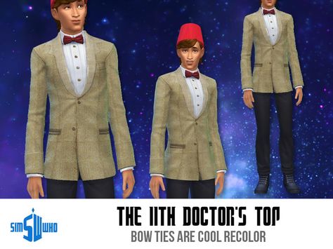 Create your very own 11th Doctor (or your own Timelord Sim) with this set from Sim Who! From the BBC TV Series Doctor Who.  Found in TSR Category 'Sims 4 Sets' 4th Doctor, Bbc Tv Series, 11th Doctor, Time Lords, Cc Finds, Sims 4 Cc, Maxis Match, Sims 4 Mods, Disney And Dreamworks