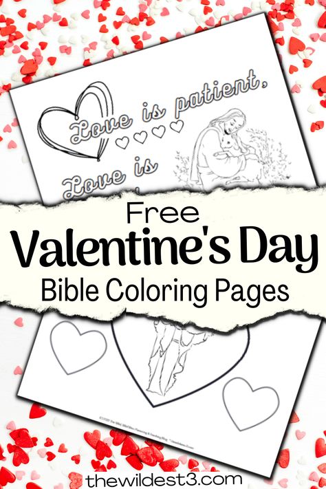 These printable Bible coloring pages are perfect for Valentine's Day. Use these love-themed Bible coloring sheets in Sunday School, Christian preschools, or at home with your own children. No email or login required -- grab your free copies from the blog today! Valentines Day Sunday School Lesson Preschool, Christian Valentines Coloring Pages, Valentine's Bible Lesson For Kids, Christian Valentine Coloring Pages For Kids, Valentine’s Day Bible Lessons, John 3:16 Valentine Free Printable, Sunday School Valentines, Religious Valentines, Valentine Coloring Sheets