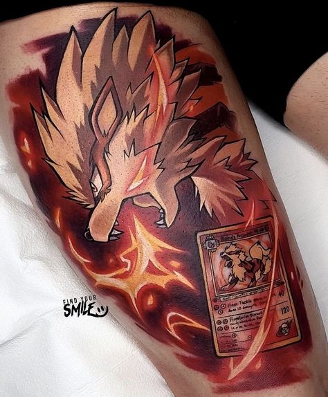 Fire Pokemon Tattoo, Blaziken Tattoo, Venusaur Tattoo, Couple Tattoos Anime, Lapras Tattoo, Arcanine Tattoo, Star Wars Tattoo Ideas, Arcanine Pokemon, Charizard Tattoo