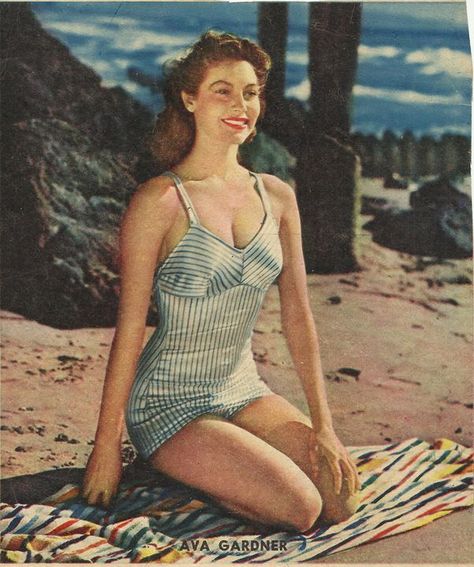 Ava Gardner Print/Poster 16 x 20 - Disabled Veterans Store Eva Gardner, Ava Gardner 1940s, Ava Gardner Barefoot Contessa, Ava Gardner Photoshoot, Ava Gardner Swimsuit, Vintage Style Swimwear, Retro Swimwear, Ava Gardner, Vintage Swimsuits