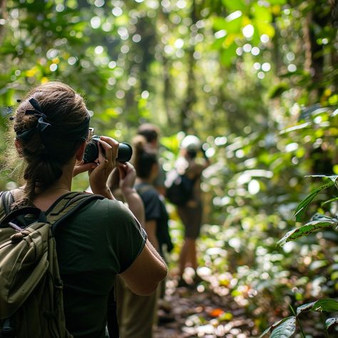 Jungle Photography Adventure: A group of explorers capture the lush beauty of the jungle with their cameras during a hike. #jungle #photography #adventure #explorers #hikers #cameras #lush #beauty #aiart #aiphoto #stockcake https://ayr.app/l/bnph Jungle Expedition, Jungle Explorer, Trekking Photography, Jungle Photography, Jungle Adventure, Adventure Photos, Old Couples, Creative Words, Art Book