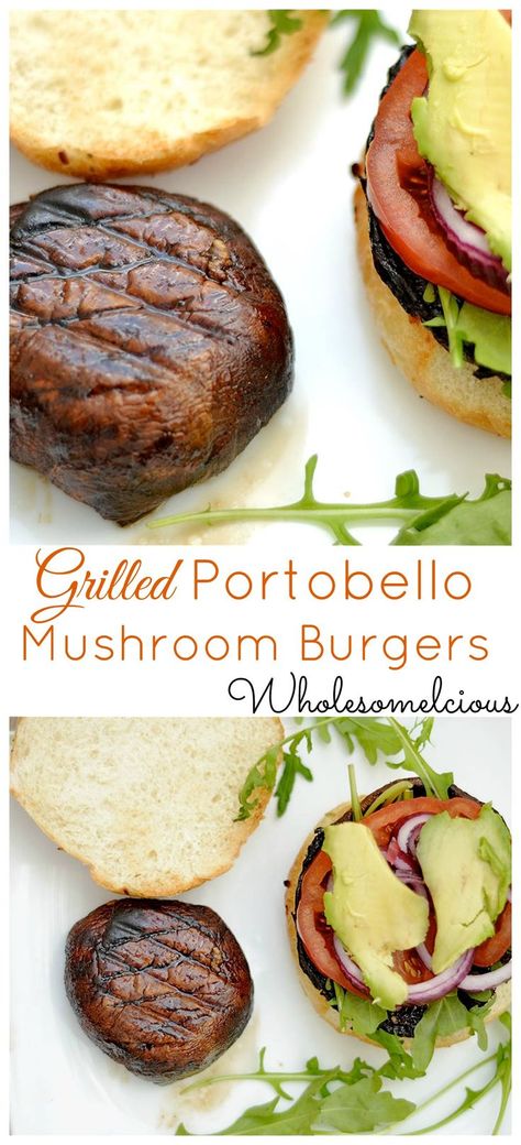 A veggie burger that any meat lover will love!! Grilled Portobello Mushroom Burger, Portobello Mushroom Burgers, Vegan Portobello, Burger Vegetarian, Resep Burger, Portobello Mushroom Burger, Mushroom Burgers, Simple Marinade, Grilled Portobello