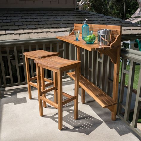 Wood Balcony, Bar En Plein Air, Hangout Spot, Balcony Bar, Kursi Bar, Patio Bar Table, Patio Bar Stools, Bar Patio, Patio Bar Set