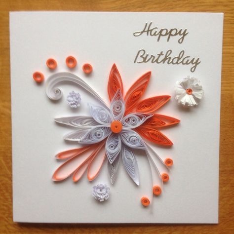 Homemade Birthday Card Ideas, Crafts To Make At Home, Quilling Birthday Cards, Quilling Flower Designs, Quilled Cards, Quilling Pattern, Quilled Flowers, Birthday Card Ideas, Paper Quilling Cards