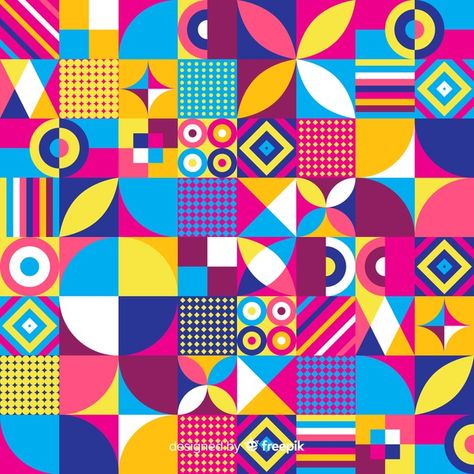 Colorful geometric shapes mosaic background Cute Geometric Pattern, Circle Geometric Design, Colorful Patterns Geometric, Floral Print Background, Mosaic Background, Geometric Shapes Design, Colorful Geometric Pattern, Geometric Mosaic, Geometric Pattern Art