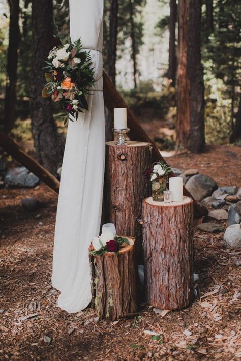 Woodland Themed Wedding, Picnic Table Wedding, Woodland Theme Wedding, Woodland Wedding Decorations, Rustic Woodland Wedding, Nordic Wedding, Campground Wedding, Dark Wedding Theme, Madison Wedding