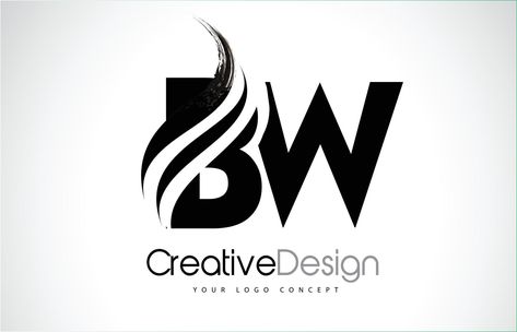 BW B W Creative Brush Black Letters Design With Swoosh Lb Letter Logo, Bw Logo Design, B&w Logo Design, Br Logo Design Letter, B And B Logo, Bw Monogram, Br Monogram, American Drawing, Native American Drawing