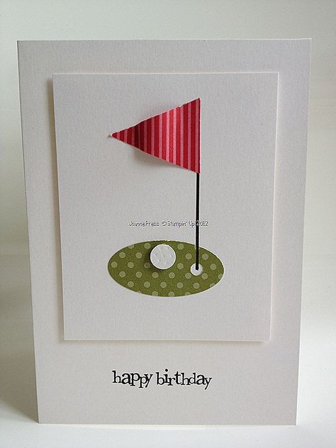 Need to make for Mr. T!  :)  Golf card clean and simple || by Joanne at Stampin' Up! My Way Golf Cards, Punch Art Cards, Masculine Birthday Cards, Boy Cards, Bday Cards, Birthday Cards For Men, Punch Art, Punch Cards, Male Cards