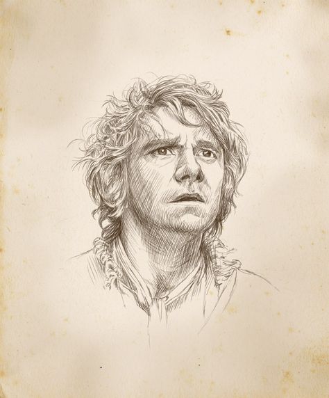 The Hobbit Sketches, Bilbo Baggins Drawing, The Lord Of The Rings Drawings, Hobbit Sketch, Lotr Sketches, Ring Sketch, Hobbit Art, Middle Earth Art, Realistic Pencil Drawings