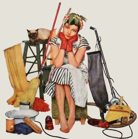 Monotony & Drudgery.... Norman Rockwell Art, Arte Pin Up, Rockwell Paintings, Norman Rockwell Paintings, Old Magazine, Vans Girl, Vintage Housewife, Retro Housewife, 인물 드로잉