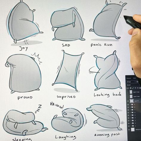 19.1k Likes, 116 Comments - Mitch Leeuwe (@mitchleeuwe) on Instagram: “Disney animators use this excersise for learning to draw poses. Taking a pillow or sack of flour…” Cartoon Bodies, Animation Exercises, Picsart Logo, Mitch Leeuwe, Drawing Objects, Logo Editing, Principles Of Animation, Learning To Draw, Animation Storyboard