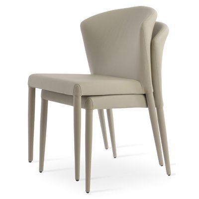 sohoConcept Capri Full Upholstery Side Chair Upholstery: Bone Baker Kitchen, Contemporary Dining Chair, Stackable Dining Chairs, Color Bone, Faux Leather Dining Chairs, Metal Dining Chairs, Stacking Chairs, Contemporary Dining Chairs, Stackable Chairs