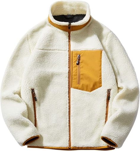 #patagonia #sherpa #zipup #jacket #fleece #soft #dupe #lookalike #comfy Sherpa Jacket Men, Sherpa Sweater, Linen Men, Coat Trends, Streetwear Mode, Mens Jackets Casual, Fleece Sweater, Sherpa Jacket, Warm Coat