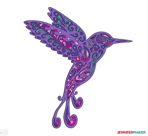 Pretty purple hummingbird made from layers of cardstock Cricut Cardstock, Hummingbird Svg, Purple Hummingbird, Craft Cricut, Jennifer Maker, Crafting Techniques, Homemade Goodies, Diy Beauty Treatments, Butterfly Mandala