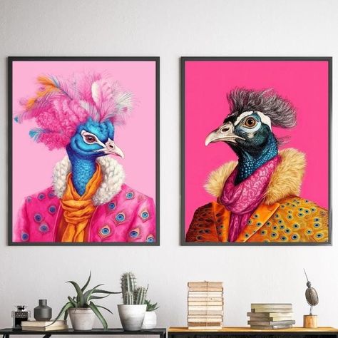 Colorful Animal Fashion Art Prints Maximalist Wall Art Funky Animal Fashion Portraits Cute Hipster Print Quirky Wall Art Preppy Poster Set - Etsy Australia Wall Art Funky, Quirky Wall Art, Hipster Prints, Wall Art Preppy, Art Funky, Art Preppy, Maximalist Wall, Maximalist Wall Art, Fashion Art Prints