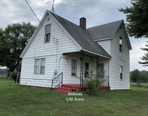 Circa 1900 Indiana Farmhouse For Sale on 1.92 Acres Under $79K - Old Houses Under $100K Indiana Farmhouse, Detached Garage, Spacious Living Room, Dream Homes, Virtual Tour, Old Houses, Homes For Sale, Indiana, Garage