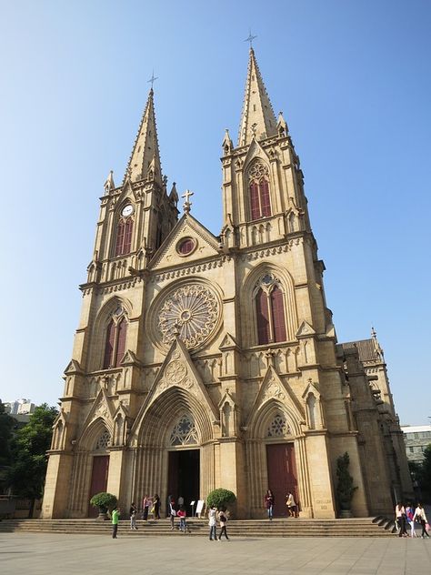 Sacred Heart Cathedral in Guangzhou, China - Built in 1888, it is one of just four cathedrals in the word built entirely of granite Sacred Heart Cathedral, Asian History, Guangzhou China, Sacred Heart, Travel Advice, Guangzhou, Tour Guide, Barcelona Cathedral, Travel Guide