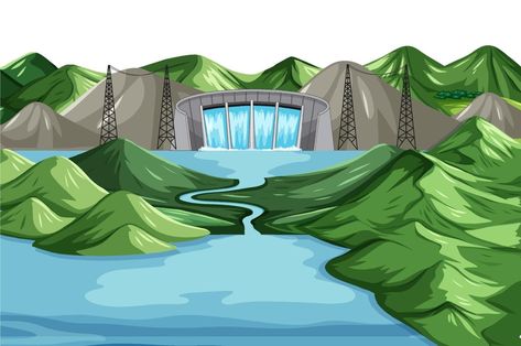 Water Dam Drawing, Dam Drawing, Galaxy Jar, Water Dam, Wallpaper Seamless, Wallpaper Ocean, Background Clipart, Family Cartoon, My Energy