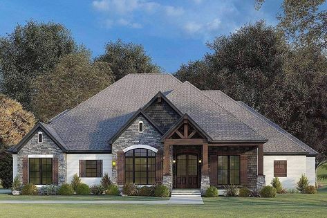 America's Best House Plans on Instagram: “Covered in Craftsman details, Plan 8318-00179 features 2,537 sq. ft., 4 bedrooms, 3.5 bathrooms, an open concept, and a study.   See more…” Brick House Plans, French Country House Plans, Craftsman Style House, Craftsman Style House Plans, Craftsman House Plan, Country House Plan, Ranch House Plans, Modern Farmhouse Plans, Craftsman House Plans