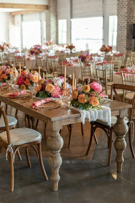 Pink Flower Centerpieces, Farm Table Wedding, Farm Table Decor, Whimsical Wedding Theme, Bridal Shower Table Decorations, Elegant Wedding Themes, Table Arrangements Wedding, Tall Wedding Centerpieces, Rustic Elegant Wedding