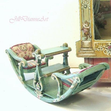 Jill Dianne on MixedMediaArtistry Etsy (Miniature, but I want a real one!) Dollhouse Nursery, Doll House Crafts, Mini Furniture, All The Small Things, Dollhouse Toys, Miniature Houses, Miniature Crafts, Diy Dollhouse Furniture, Dollhouse Accessories