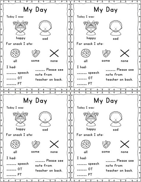 Parent daily communication for Pre-K Special Education Students... quick & easy notes home! Healthy Meals For Dinner, Dinner For Kids, Easy Notes, Reception Classroom, Meals For Dinner, Kindergarten Valentines, Early Childhood Special Education, Communication Log, Notes To Parents