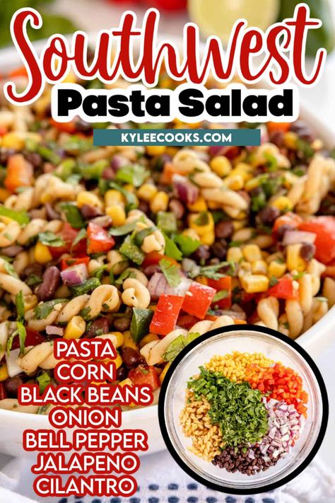 Salad Black Beans, Southwestern Pasta Salad, Mexican Pasta Salad Recipes, Southwestern Pasta, Southwest Pasta, Southwest Pasta Salad, Black Bean Pasta, Mexican Pasta Salad, Antipasto Pasta Salads