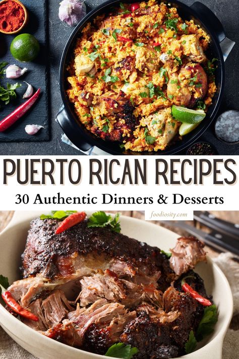 30 Puerto Rican Recipes - Authentic Dinners & Desserts - Foodiosity Puerto Rican Meat Dishes, Puerto Rican Sweet Potato Recipes, Puerto Rican Easter Recipes, Best Puerto Rican Recipes, Sofrito Recipe Puerto Rican Dishes, Puerto Rican Finger Foods, Taino Recipes, Puerto Rican Cookout Food, Recaito Recipe Puerto Rico