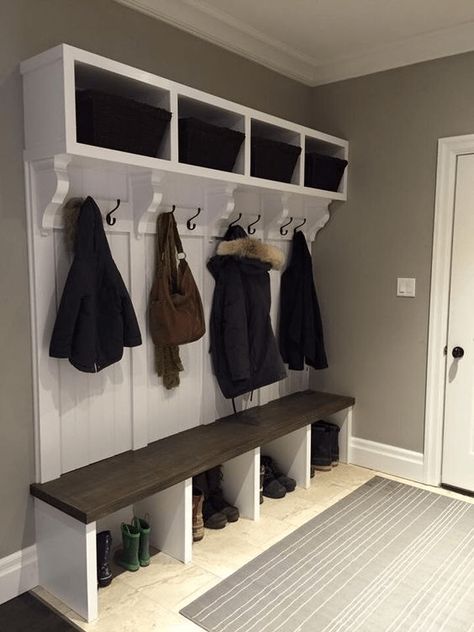 17 Super Genius Mudroom Ideas That Turns Heads - By Kimberly Faye Diy Front Door Shoe Storage, Shoe Organizer Front Door Entryway, Front Door Shoe Storage Entryway Diy, Front Door Cubbies, Front Entry Shoe Storage Ideas, Front Door Storage Entryway, Front Entrance Storage, Front Door Organization, Front Door Mudroom Entryway